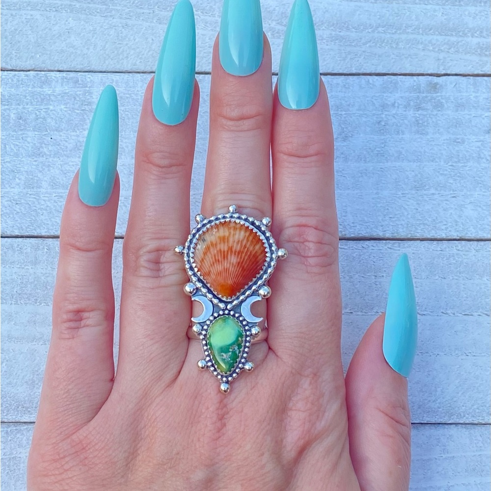 Turquoise Shell Ring - image 1